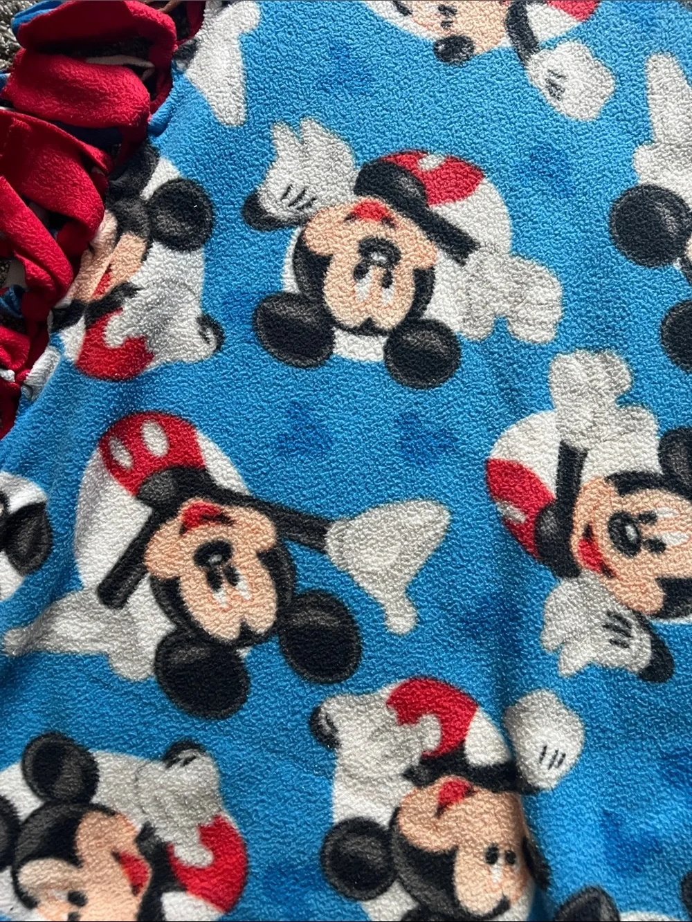 Mickey Mouse Blue Fleece Tie-Blanket - Kids Cozy Throw